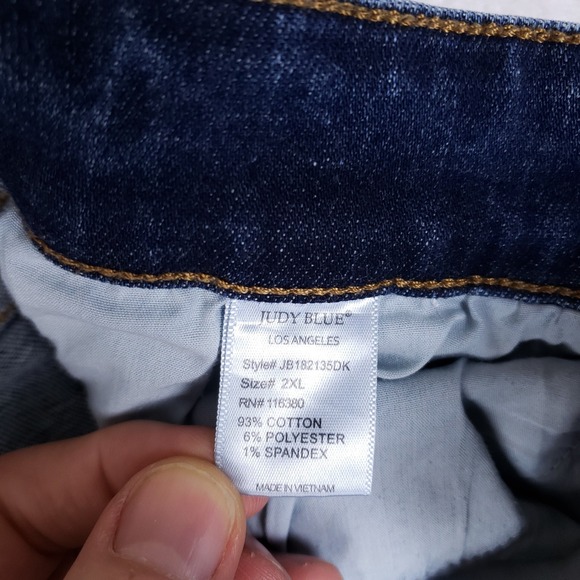 Judy Blue Button Fly Bermuda Denim Shorts 2XL Blue Stretch High Rise - Picture 7 of 9